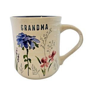 Morning Meadow GRANDMA Cup Mug Coffee Tea Ceramic White With Blue Pink Flowers